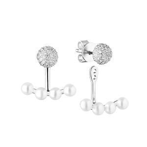 Cercei perle naturale albe din argint cu cristale DiAmanti SK19494E-G (Argint 925‰ 2,95 g.)